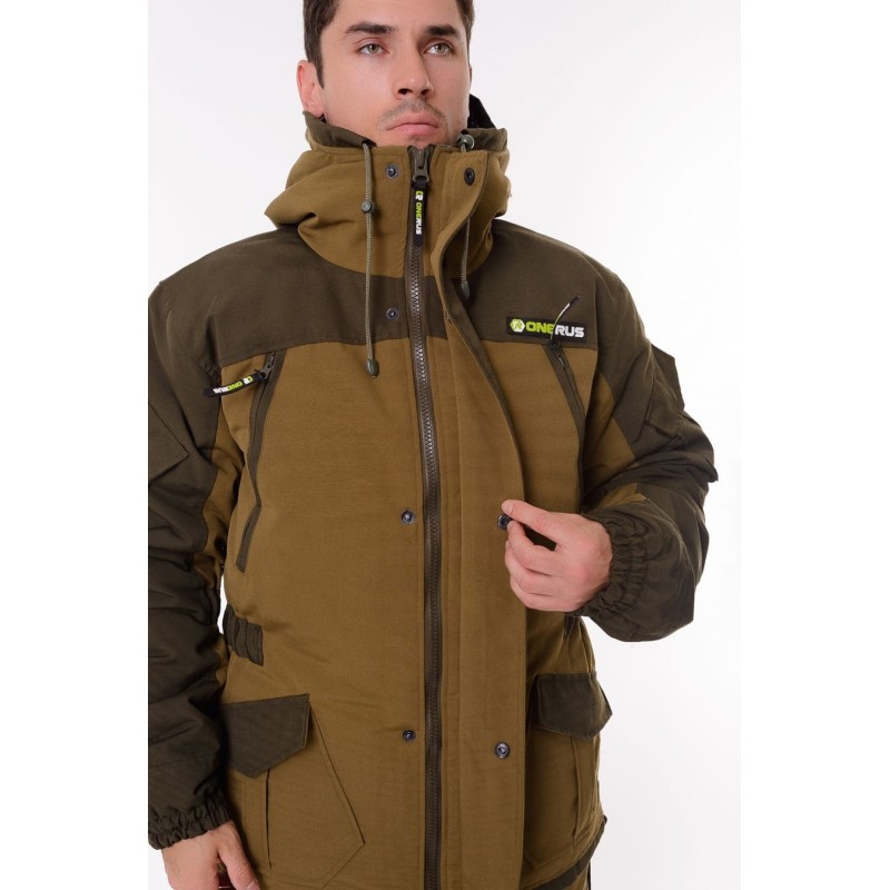 Костюм мужской OneRus Горный -45, ткань Брезент, хаки, размер 60-62, 182-188 см