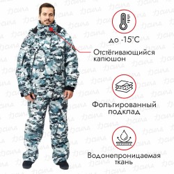 Костюм мужской OneRus Тактика -15, ткань Алова, белый камуфляж, размер 52-54 (L), 170-176 см