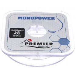 Леска Premier Fishing Monopower Ice, 30м, 0,08мм, 1 кг, прозрачная