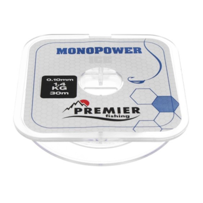 Леска Premier Fishing Monopower Ice, 30м, 0,10мм, 1,4 кг, прозрачная