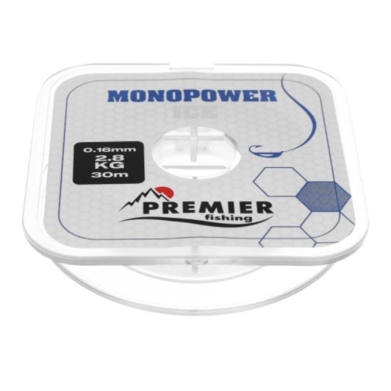 Леска Premier Fishing Monopower Ice, 30м, 0,16мм, 2,8 кг, прозрачная