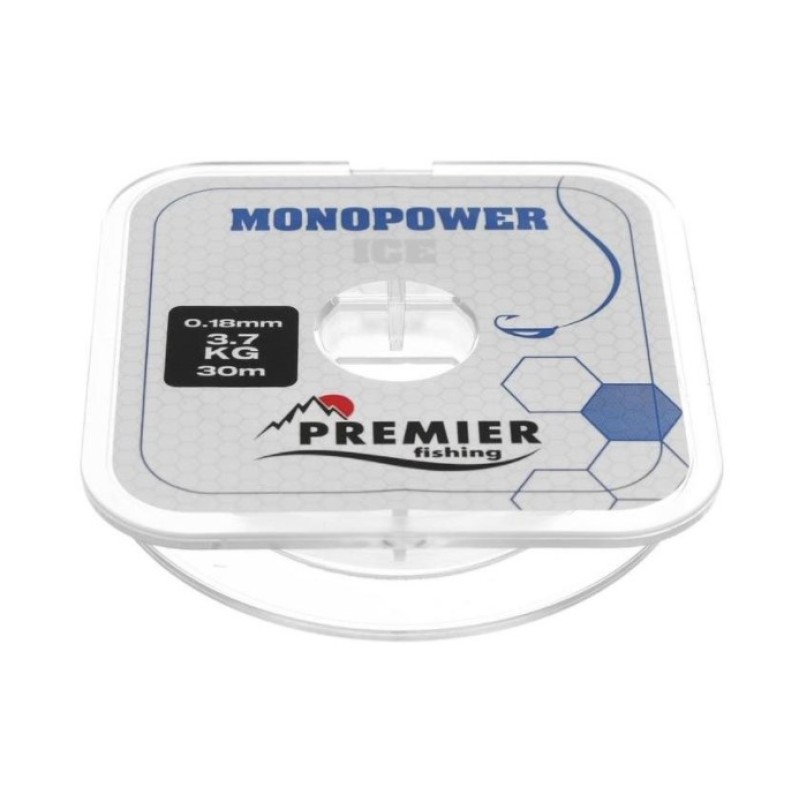 Леска Premier Fishing Monopower Ice, 30м, 0,18мм, 3,7 кг, прозрачная