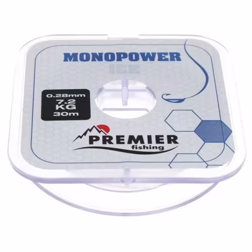 Леска Premier Fishing Monopower Ice, 30м, 0,28мм, 7,2 кг, прозрачная