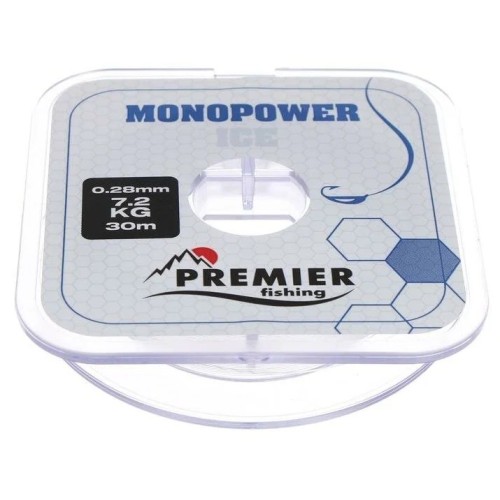 Леска Premier Fishing Monopower Ice, 30м, 0,28мм, 7,2 кг, прозрачная