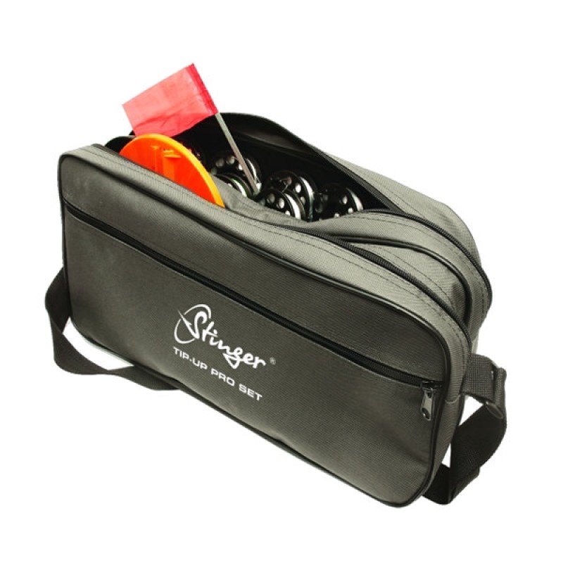 Жерлицы с угловой стойкой оснащенные в сумке Stinger Tip Up Set STI010, 10 шт.