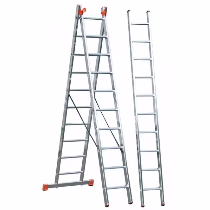 Лестница складная Krause Monto Tribilo 120953 (120625), 3 секции, 12 ступеней, 9,3 м