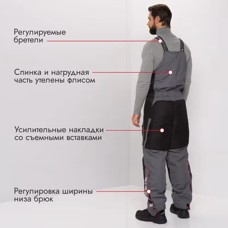 Костюм мужской Huntsman Siberia, ткань Breathable, серый/черный, размер 52-54, 170-176 см 