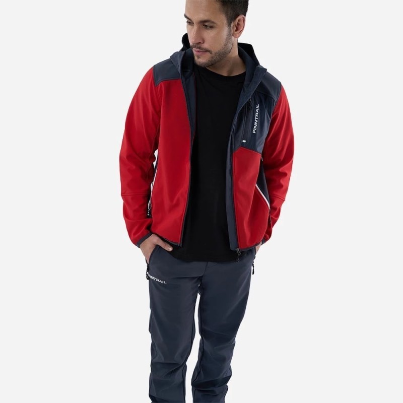 Куртка мужская Finntrail Softshell Nitro 1320, ткань Софтшелл, красный, размер 42-44 (XS), 160-170 см