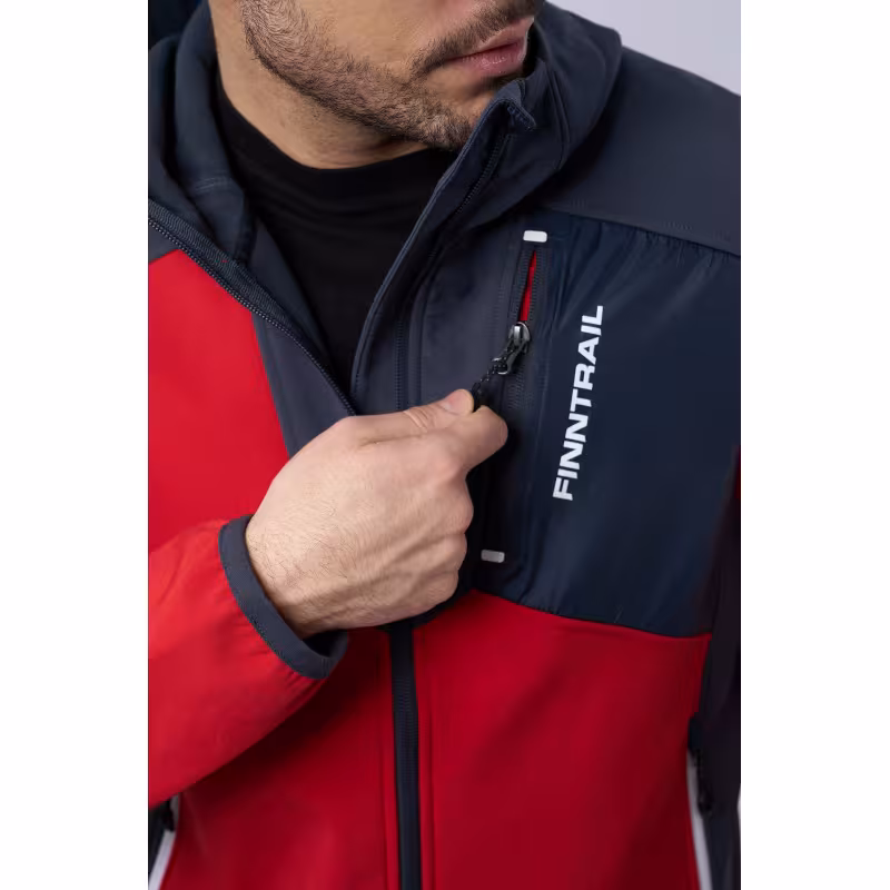 Куртка мужская Finntrail Softshell Nitro 1320, ткань Софтшелл, красный, размер 42-44 (XS), 160-170 см