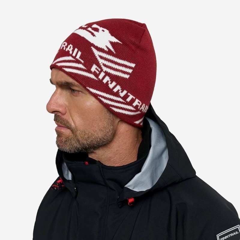 Шапка Finntrail 9712, акрил, красный/серый, размер M-L