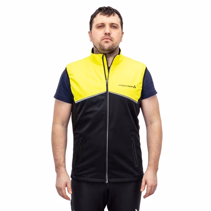 Жилет мужской Fischer Softshell Warm, черный/желтый, размер 48