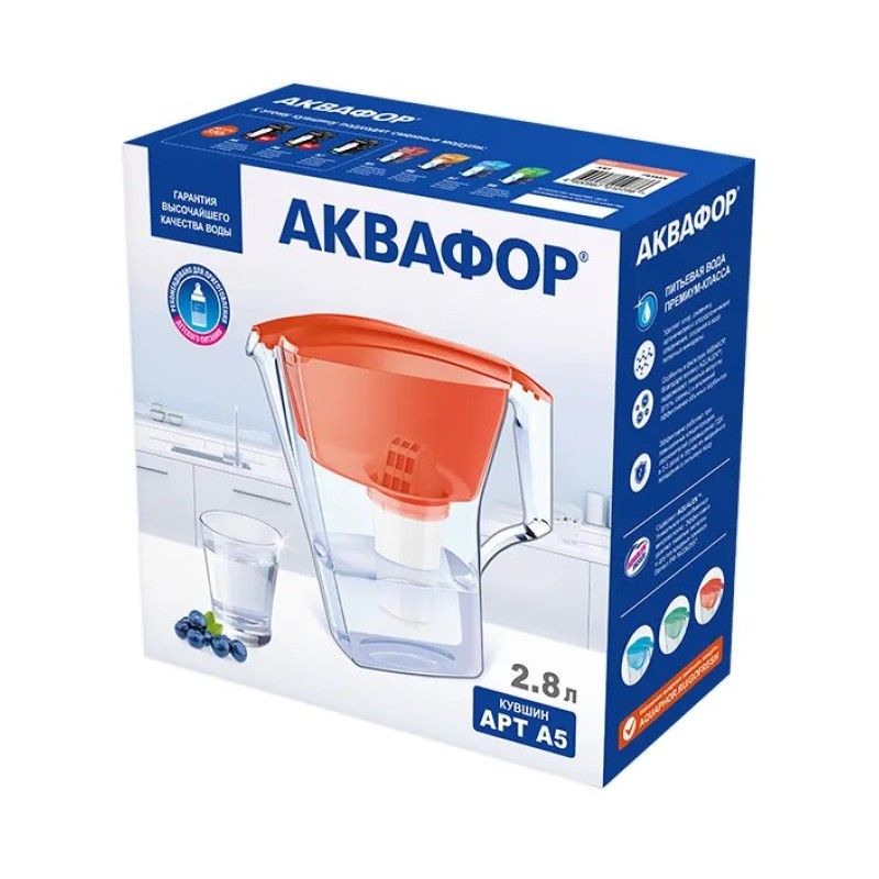 Водоочиститель-кувшин Аквафор Арт, коралловый