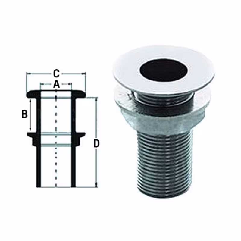 Стакан дренажный с гайкой Sumar, нержавеющая сталь, 19мм