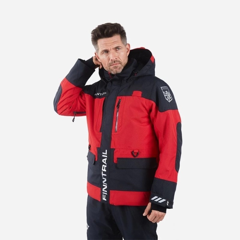 Коcтюм мужской Finntrail Powerman 21 3752 Red, мембрана Hard-tex, красный/серый, размер 42-44 (XS), 160-168 см