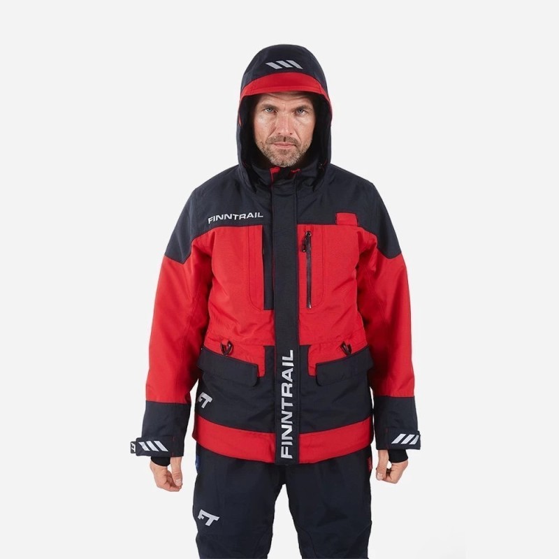 Коcтюм мужской Finntrail Powerman 21 3752 Red, мембрана Hard-tex, красный/серый, размер 42-44 (XS), 160-168 см