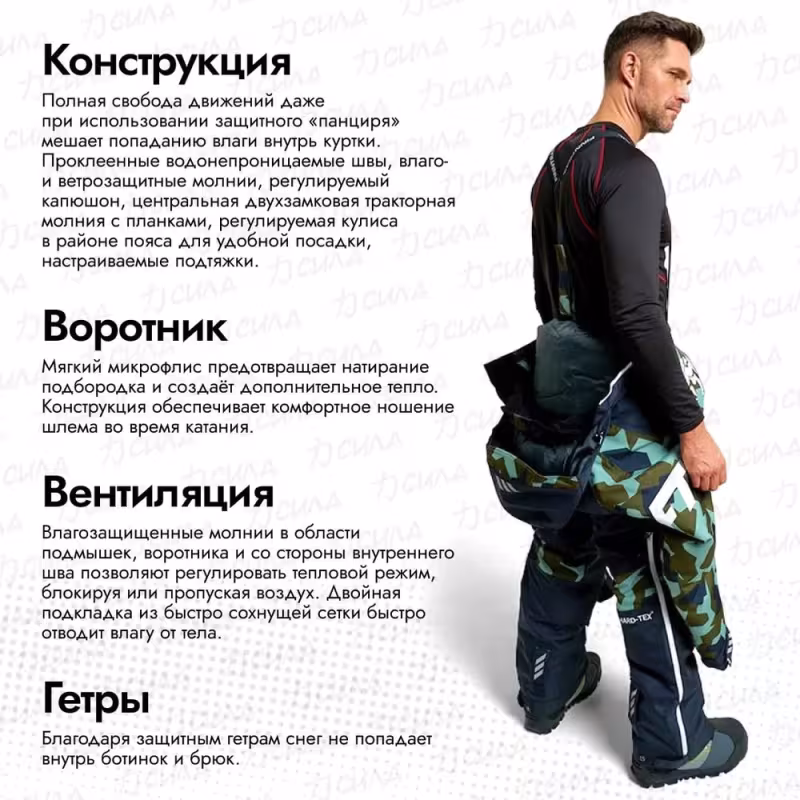 Комбинезон мужской Finntrail Widetrack 21 3852 CamoArmy, мембрана Hard-tex, камуфляж/серый, размер 58-60 (XXL), 185-195 см