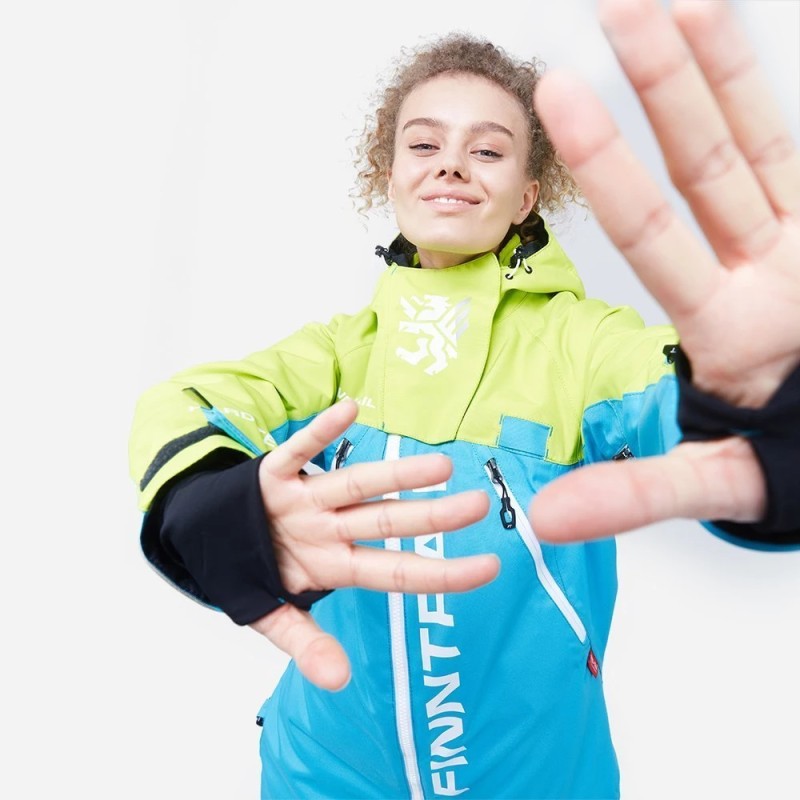 Комбинезон женский Finntrail Rachel 3851 BlueLime, мембрана Hard-Tex, голубой, размер XS (42-44), 155-165 см