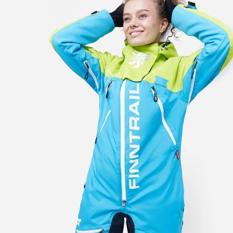 Комбинезон женский Finntrail Rachel 3851 BlueLime, мембрана Hard-Tex, голубой, размер XS (42-44), 155-165 см