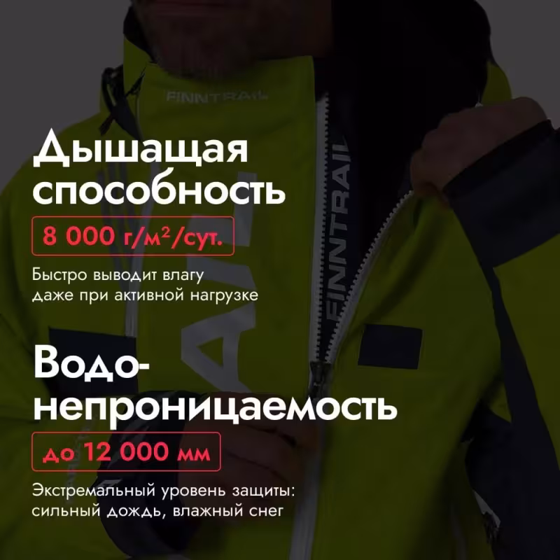 Комбинезон мужской  Finntrail Backcountry 3901 DarkGreyLime, мембрана Hard-Tex, салатовый, размер 44-46 (S), 165-175 см