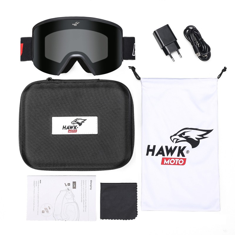 Мотоочки Hawk Moto Snow PRO, черный/прозрачный