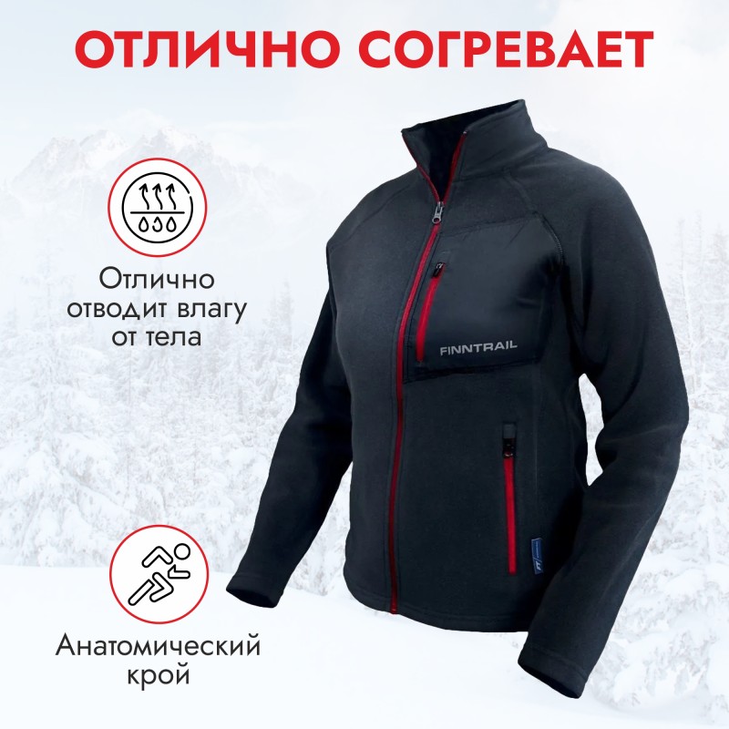 Толстовка женская Finntrail Polar W 1396, флис, черный, размер XXS