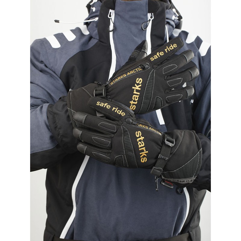 Мотоперчатки зимние Starks Arctic, черный/желтый, размер XL