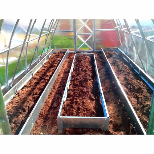 Комплект из трех оцинкованных грядок в теплицу, 3850х650 мм (2 шт.), 3200х500 мм (1 шт.)