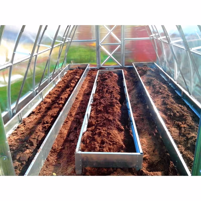 Комплект из трех оцинкованных грядок в теплицу, 3850х650 мм (2 шт.), 3200х500 мм (1 шт.)