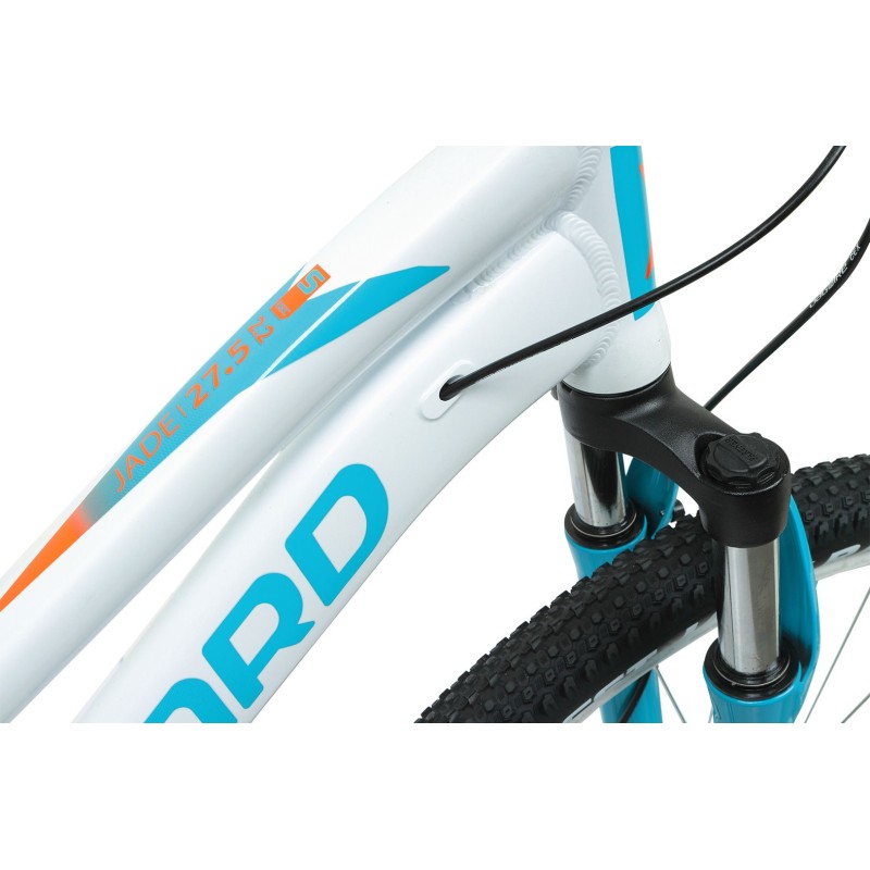 Велосипед горный Forward Jade 2.0 D 27.5", 21 скорость, рама 16.5", белый/бирюзовый