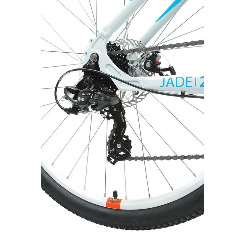 Велосипед горный Forward Jade 2.0 D 27.5", 21 скорость, рама 16.5", белый/бирюзовый