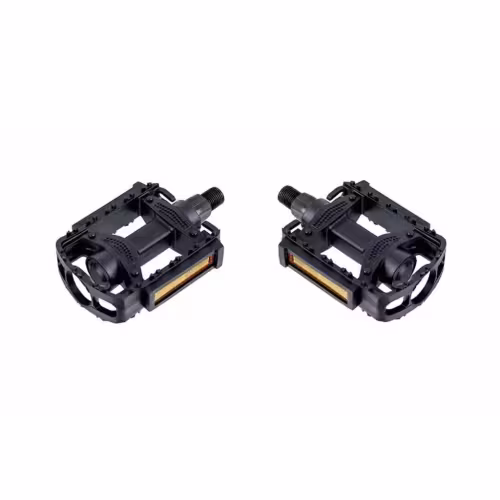 Педали платформенные с отражателями New Vision Kids JD-1060, пластик, ось 1/2", 95х82 мм, черный  