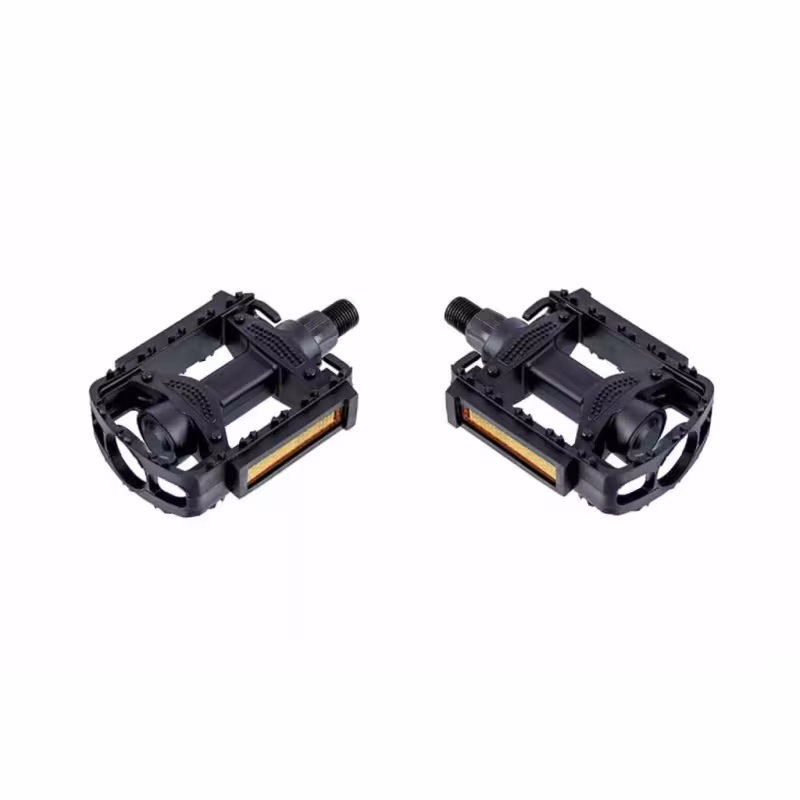 Педали платформенные с отражателями New Vision Kids JD-1060, пластик, ось 1/2", 95х82 мм, черный  