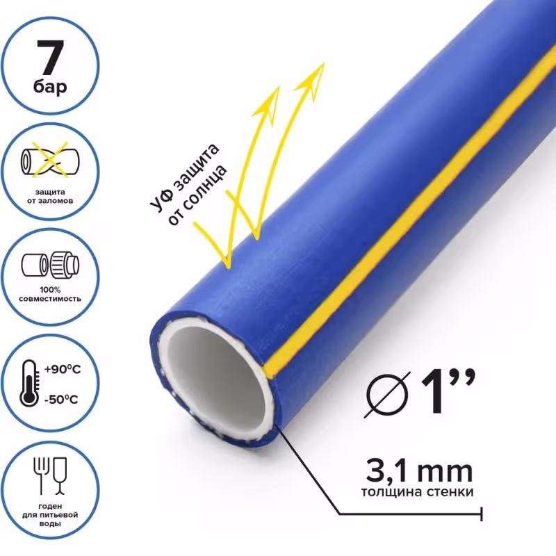 Шланг поливочный Polyagro Premium Silver 7559025, 1", 25 м 