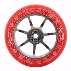 Колесо для самоката Комета Старт WS-09BLC, 110 мм, красный с блёстками / черный хром