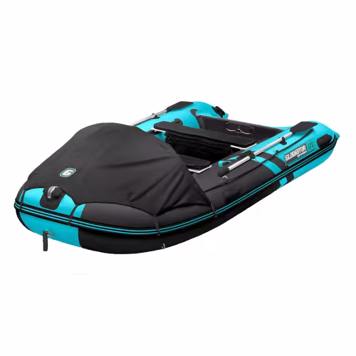 Надувная лодка ПВХ Gladiator C370AL, пайол алюминиевый, черный/бирюзовый
