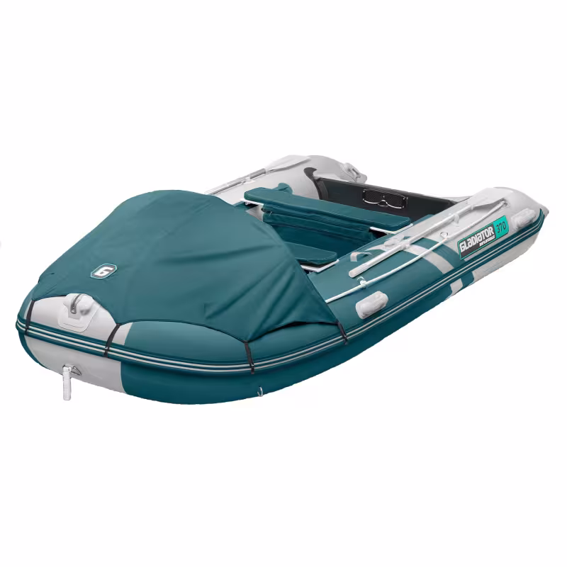 Надувная лодка ПВХ Gladiator C370AL, пайол алюминиевый, сине-зеленый/белый
