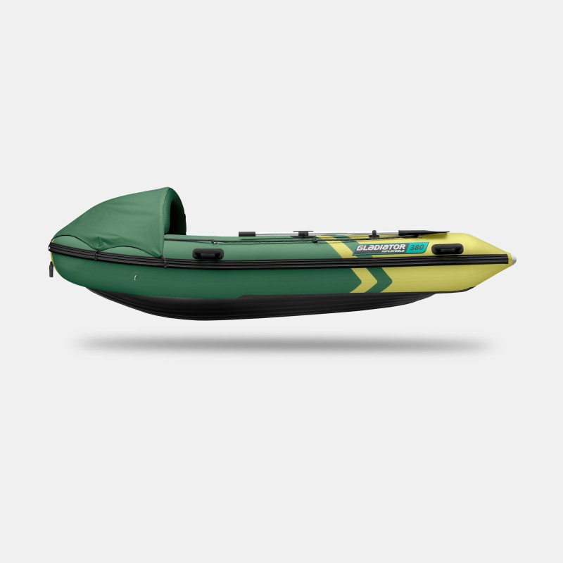 Надувная лодка ПВХ Gladiator E380PRO, НДНД, зеленый/желтый