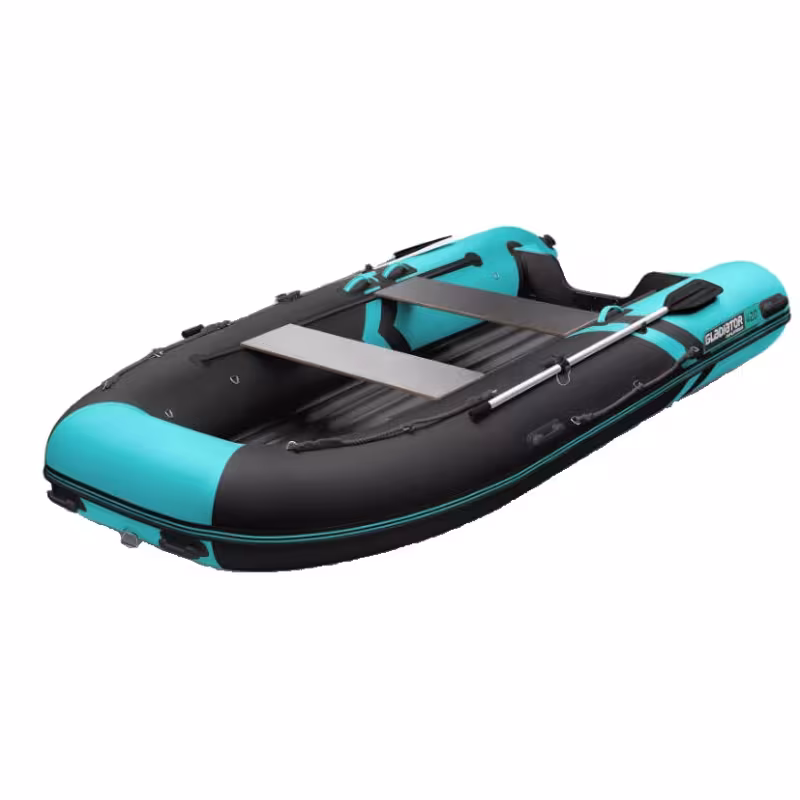 Надувная лодка ПВХ Gladiator E420PRO, НДНД, черный/бирюзовый