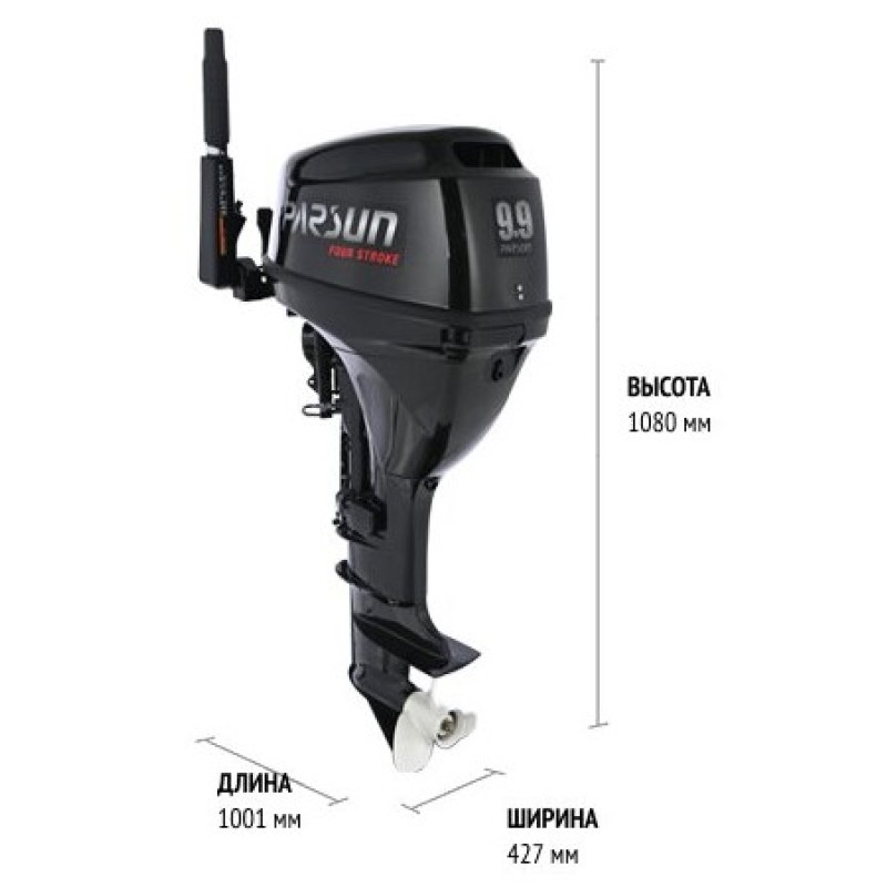 Мотор лодочный 4-тактный Parsun F9.9BMS, 9.9 л.с. с выпрямителем