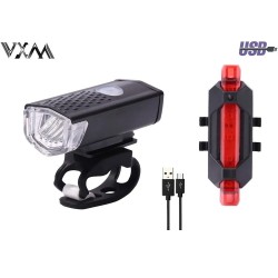 Комплект фонарей для велосипеда VXM RPL-2255/DC-918, 3/5 LED, USB кабель, 480 mAh