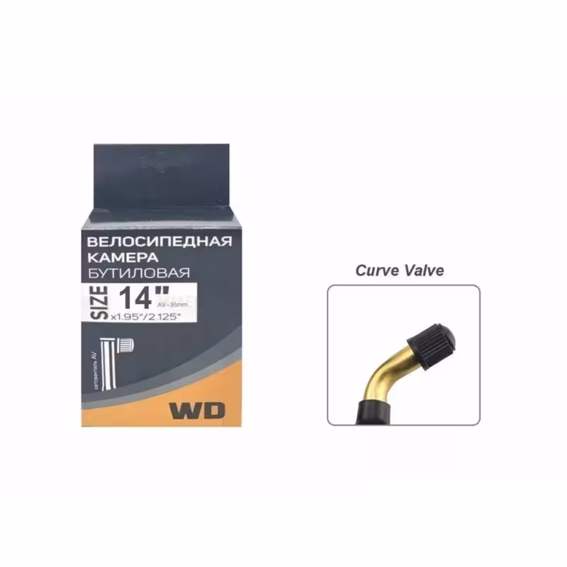 Камера Tech Team WD NN003829, 14х1,95/2,125 бутил,  загнутый авто-ниппель  A/V-45° 