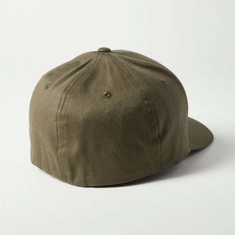Кепка-бейсболка Fox Emblem Flexfit Hat Olive Green, хлопок, хаки, размер S/M