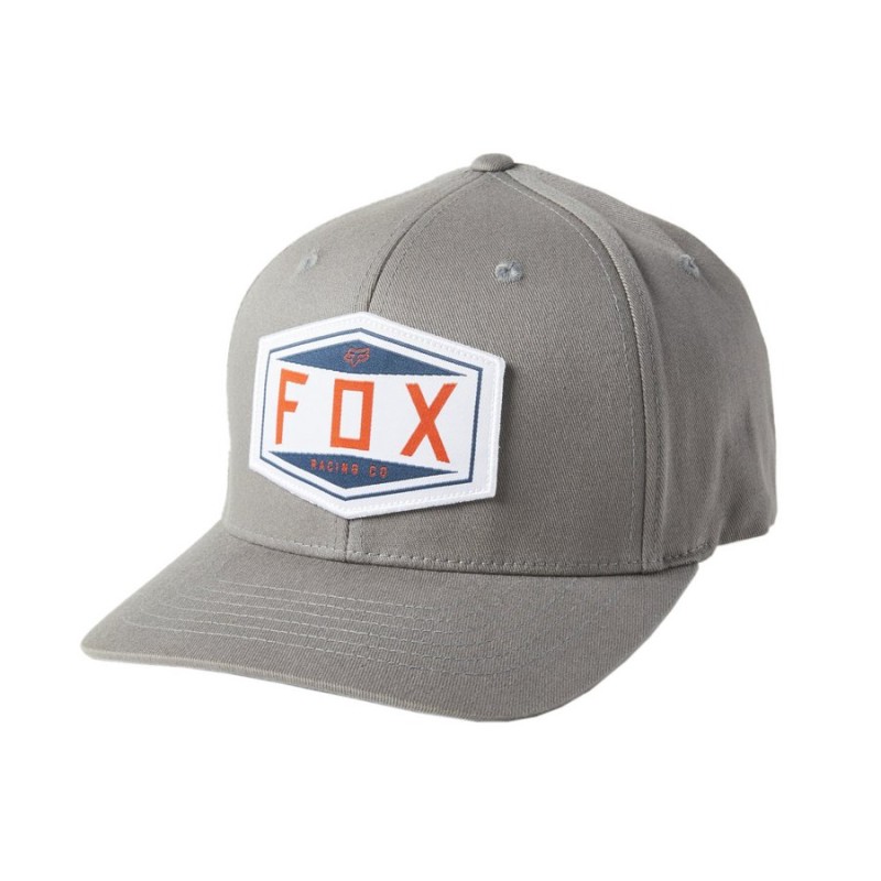 Кепка-бейсболка Fox Emblem Flexfit Hat Pewter, хлопок, серый, размер L/XL