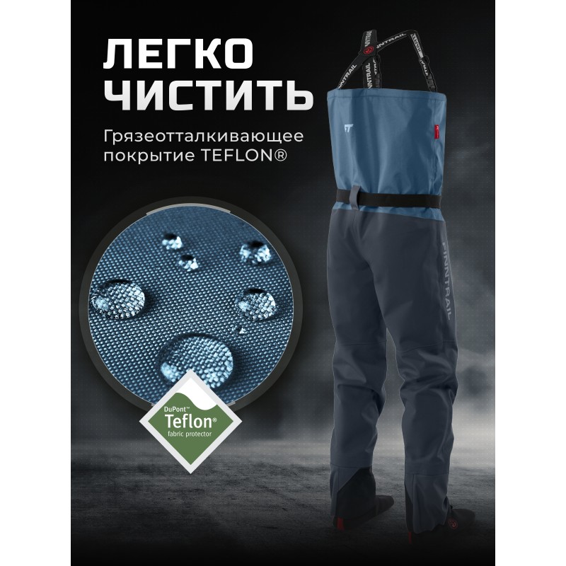 Полукомбинезон-вейдерсы Finntrail Proguide 1535 Blue, мембрана Hard-Tex, синий, размер XXL