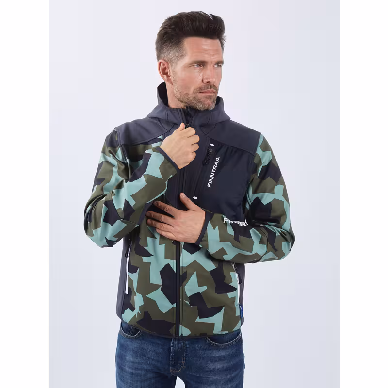 Куртка мужская Finntrail Softshell Nitro 1320, ткань Софтшелл, CamoArmy, размер 42-44 (XS), 160-170 см