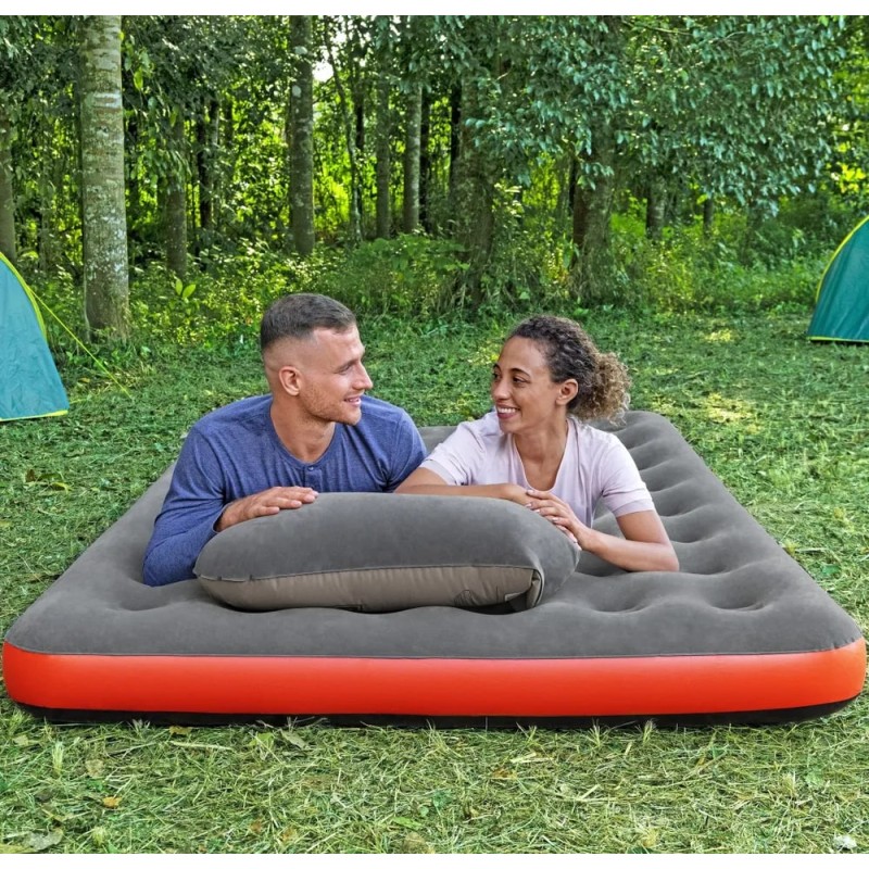 Матрас надувной Bestway Roll & Relax с сумкой-насосом 735646/67703 203x152x22 см, серый