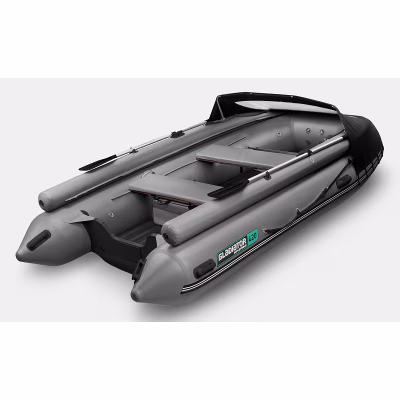 Надувная лодка ПВХ Gladiator E420X, НДНД, темно-серый