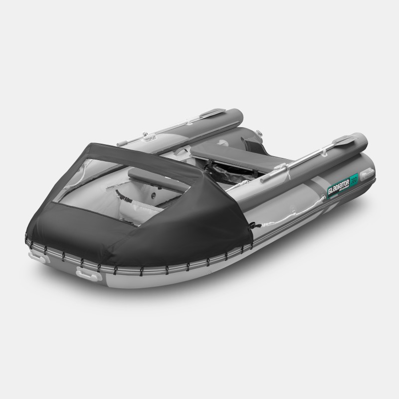Надувная лодка ПВХ Gladiator E380X, НДНД, светло-серый/темно-серый