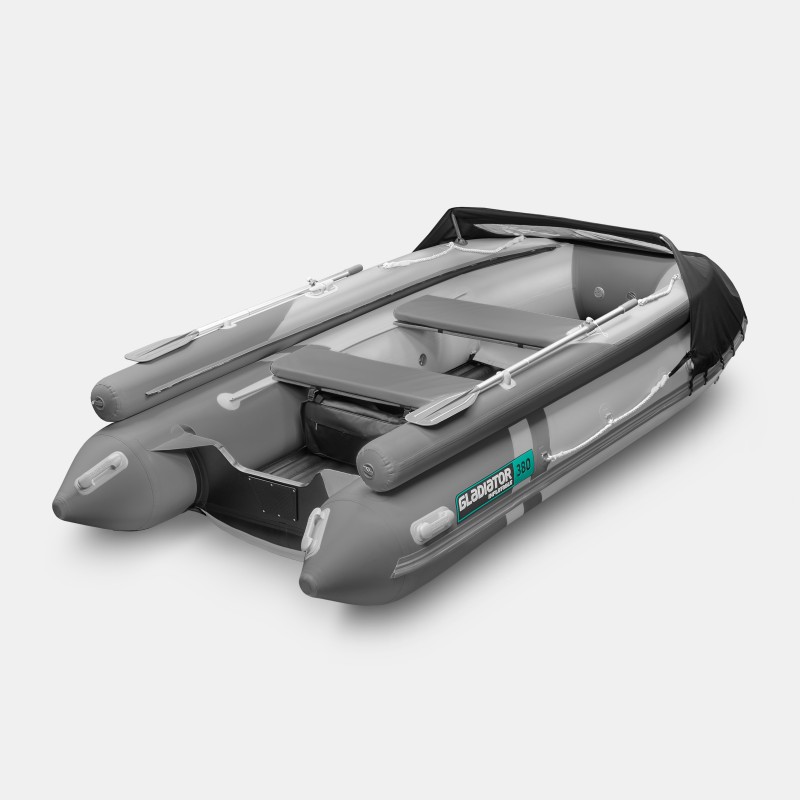 Надувная лодка ПВХ Gladiator E380X, НДНД, светло-серый/темно-серый