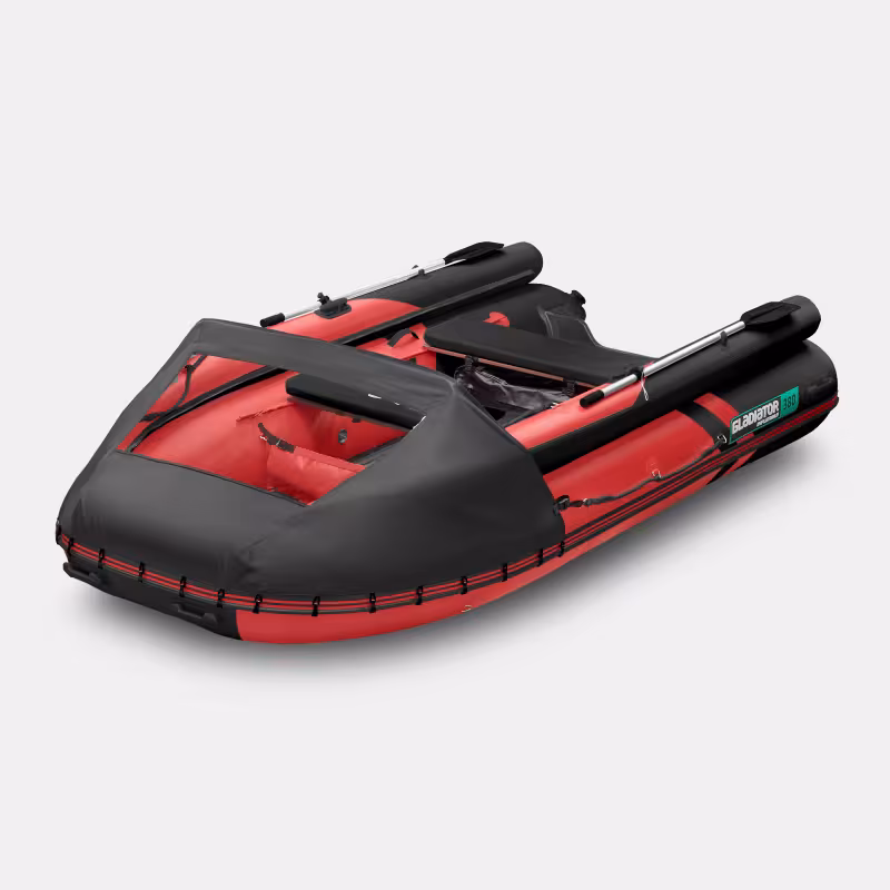 Надувная лодка ПВХ Gladiator E380X, НДНД, красный/черный